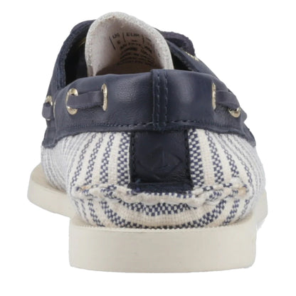 White-Navy - Back - Sperry Womens-Ladies Authentic Original Leather Boat Shoes