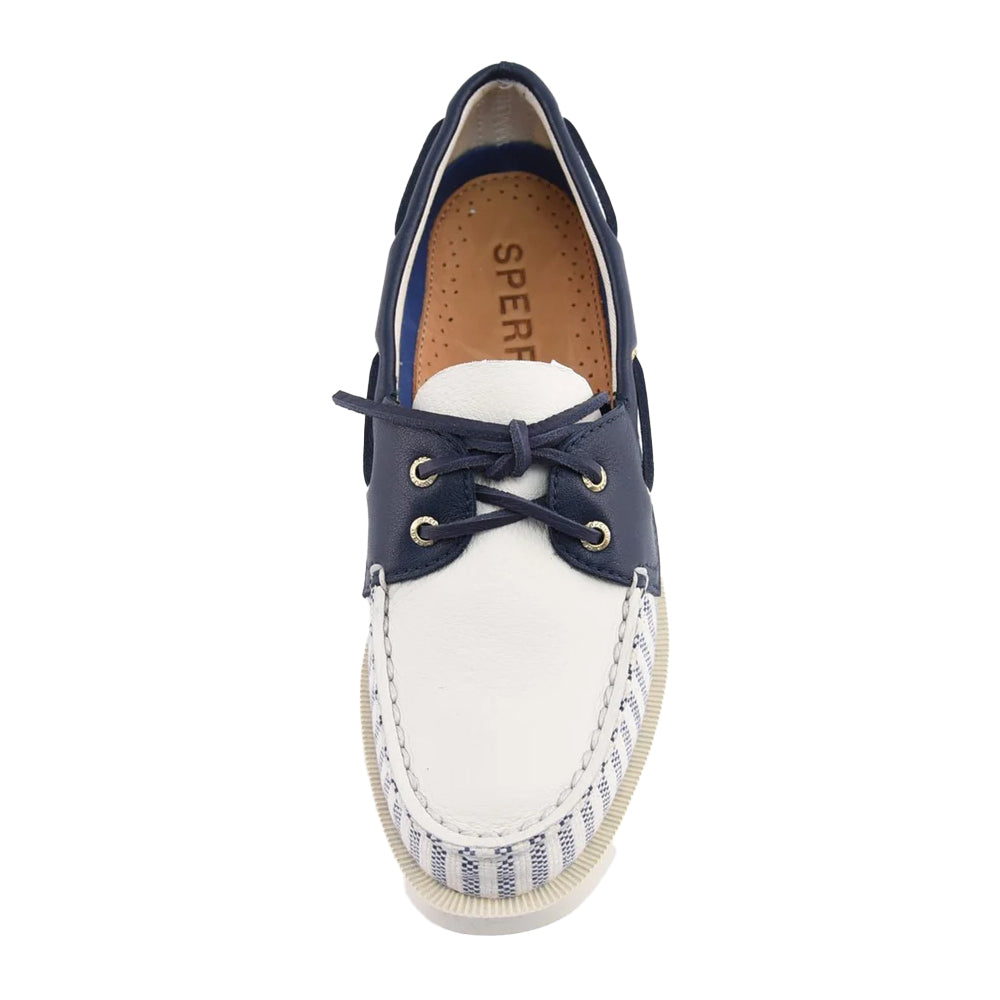 White-Navy - Lifestyle - Sperry Womens-Ladies Authentic Original Leather Boat Shoes