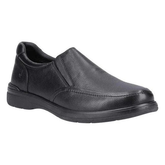 Black - Front - Hush Puppies Mens Matthew Leather Slip-on Loafers