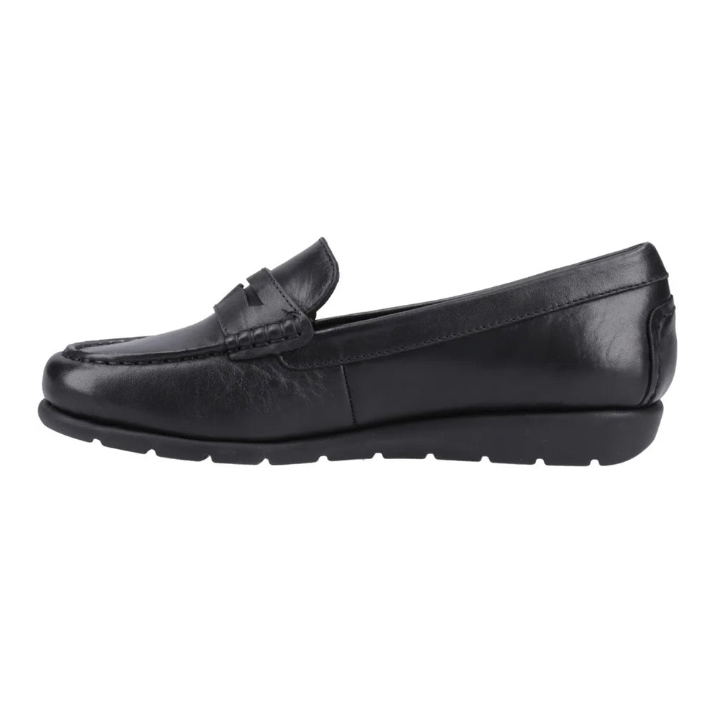 Black - Side - Hush Puppies Womens-Ladies Shelby Leather Loafers
