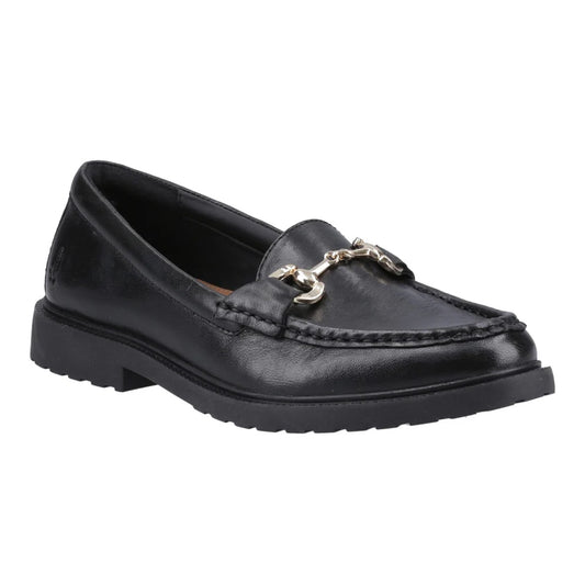 Black - Front - Hush Puppies Womens-Ladies Verity Snaffle Detail Loafers