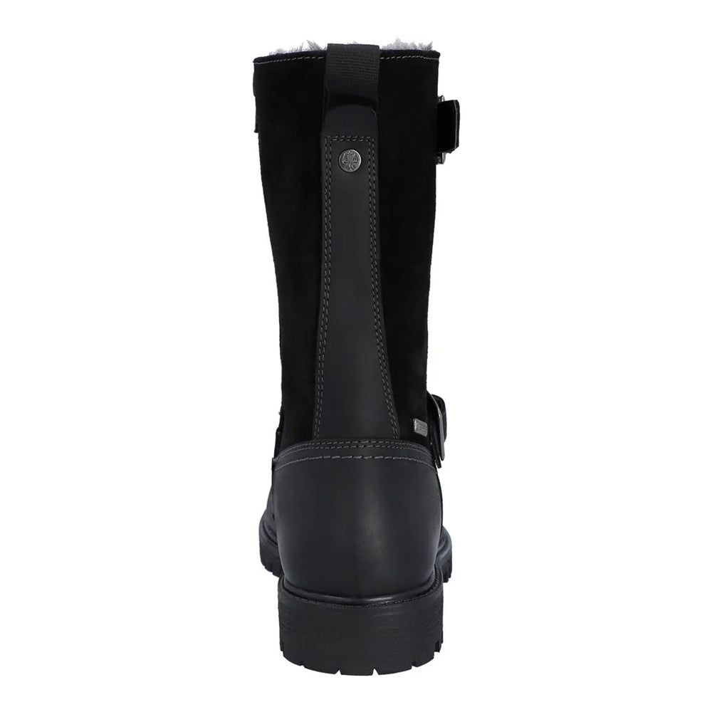 Black - Back - Hunter Womens-Ladies Ness Full Grain Leather Biker Boots