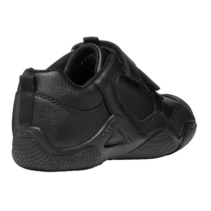 Black - Back - Geox Boys Wader Leather School Shoes
