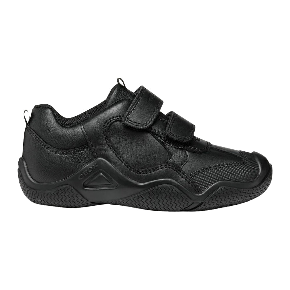 Black - Side - Geox Boys Wader Leather School Shoes