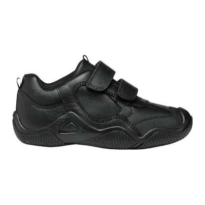Black - Side - Geox Boys Wader Leather School Shoes