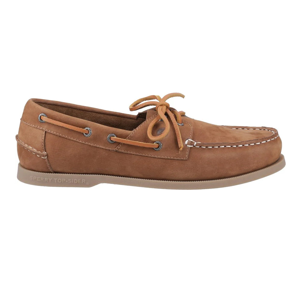 Tan - Side - Sperry Mens Tacoma Leather Boat Shoes