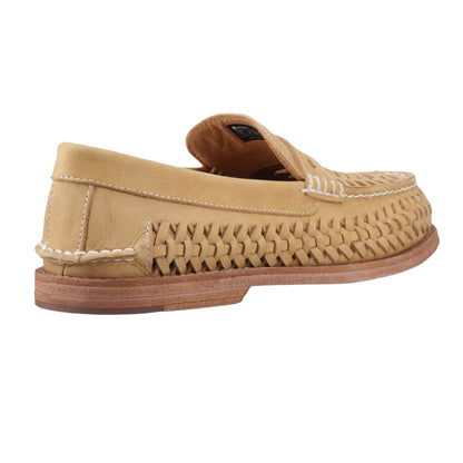 Tan - Back - Sperry Mens Gold Cup Leather Penny Loafers