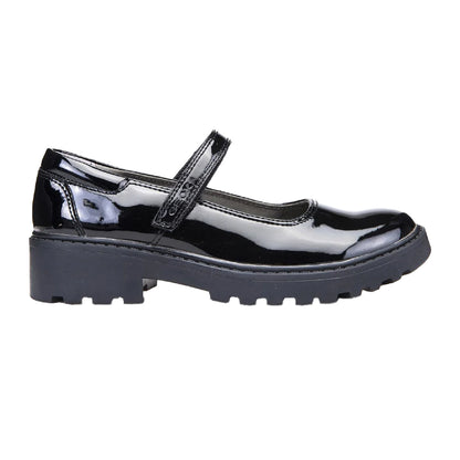 Shiny Black - Side - Geox Girls J Casey G. P Leather School Shoes
