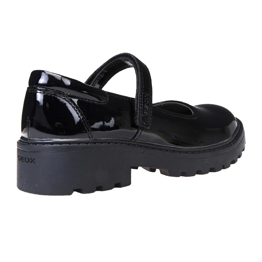 Shiny Black - Back - Geox Girls J Casey G. P Leather School Shoes