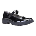 Shiny Black - Front - Geox Girls J Casey G. P Leather School Shoes