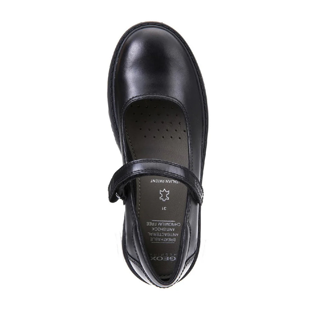 Black - Side - Geox Girls J Casey G. P Leather School Shoes