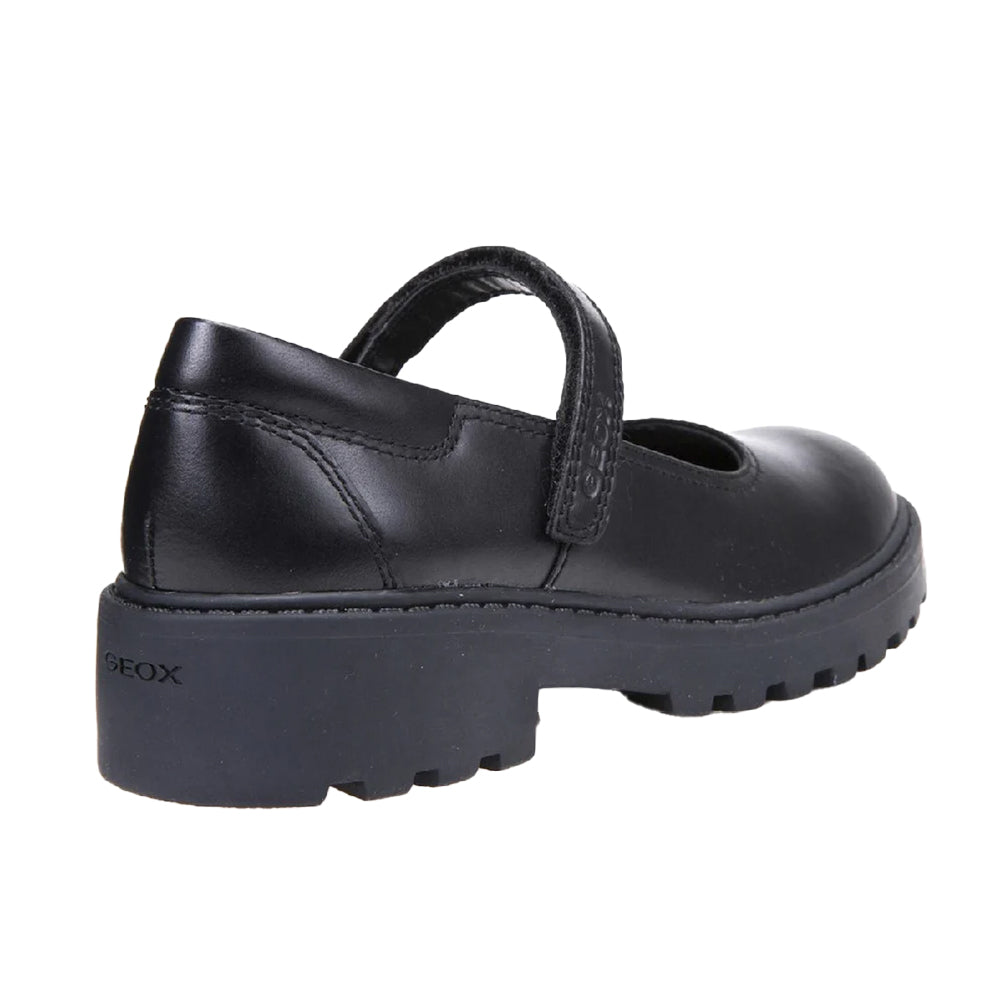 Black - Back - Geox Girls J Casey G. P Leather School Shoes