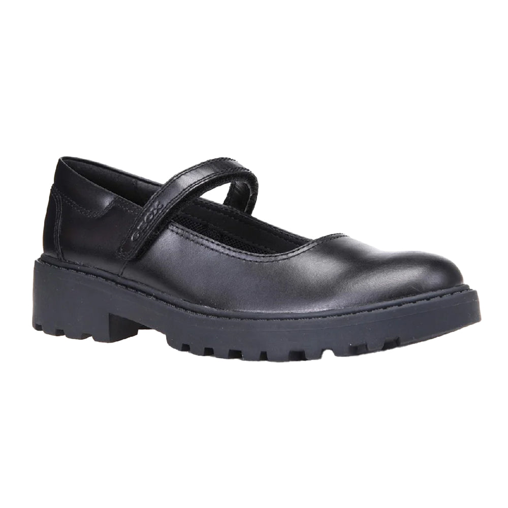 Black - Front - Geox Girls J Casey G. P Leather School Shoes