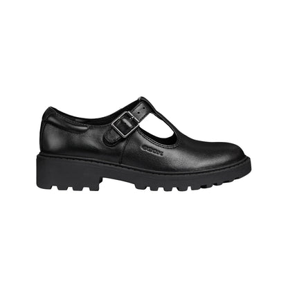 Black - Side - Geox Childrens-Kids J Casey G E Leather School Shoes