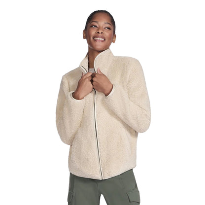 Natural - Front - Skechers Womens-Ladies Sherpa Jacket