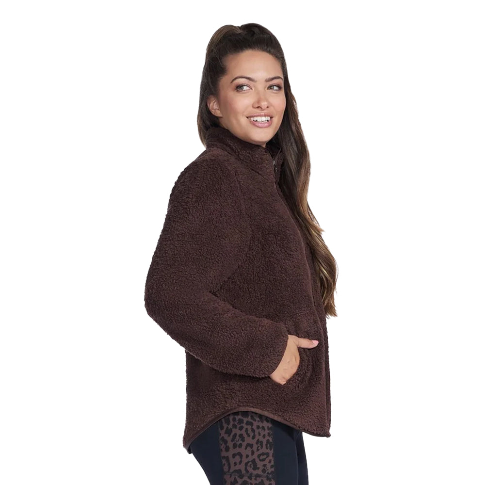 Coffee - Side - Skechers Womens-Ladies Sherpa Jacket