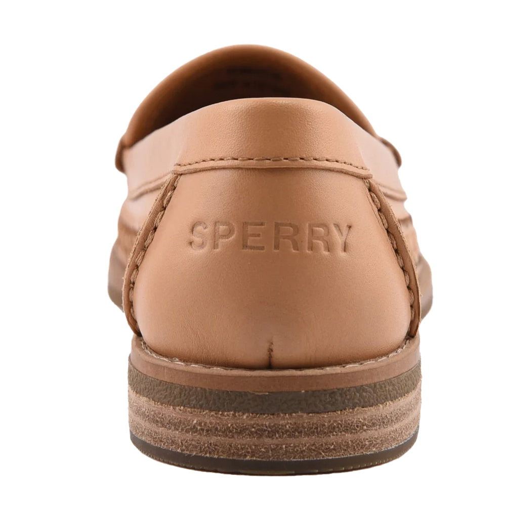Tan - Back - Sperry Womens-Ladies Seaport Leather Penny Loafers