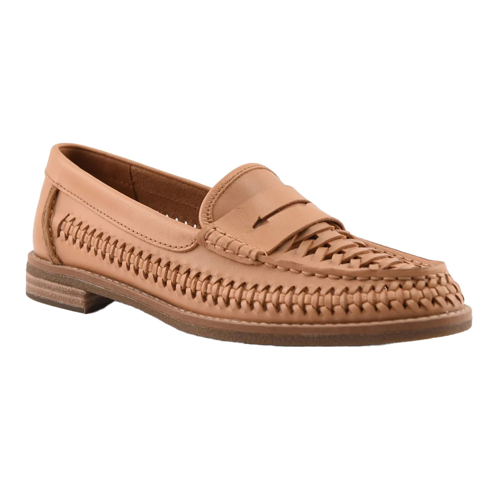 Tan - Pack Shot - Sperry Womens-Ladies Seaport Leather Penny Loafers