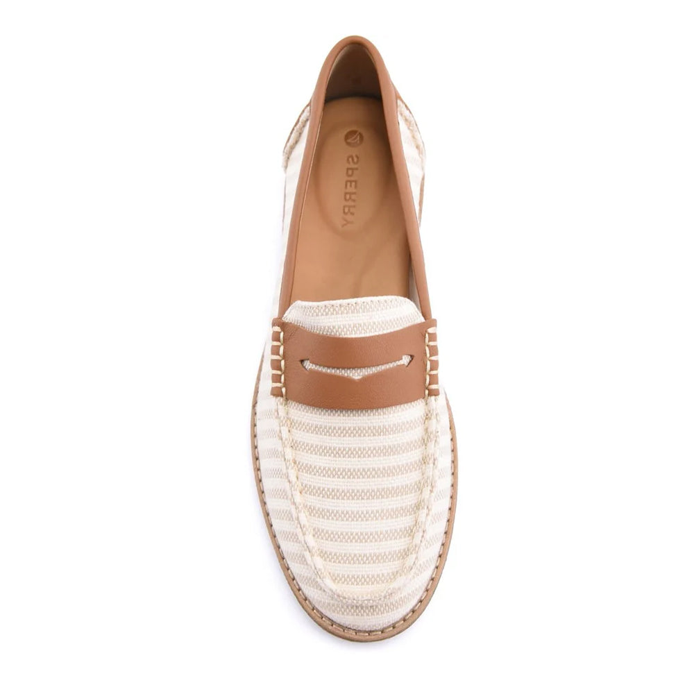 White-Tan - Lifestyle - Sperry Womens-Ladies Port Driving Leather Moccasins