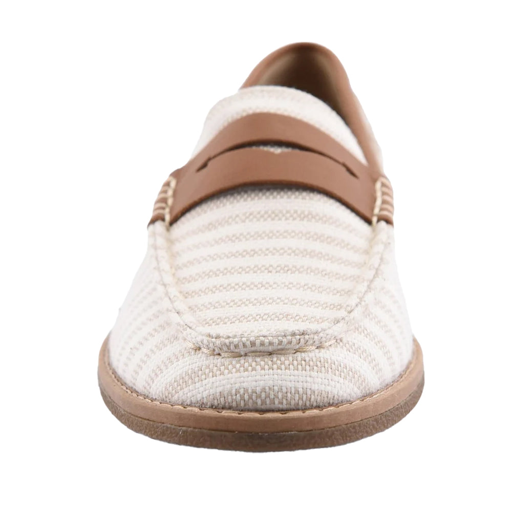 White-Tan - Front - Sperry Womens-Ladies Port Driving Leather Moccasins