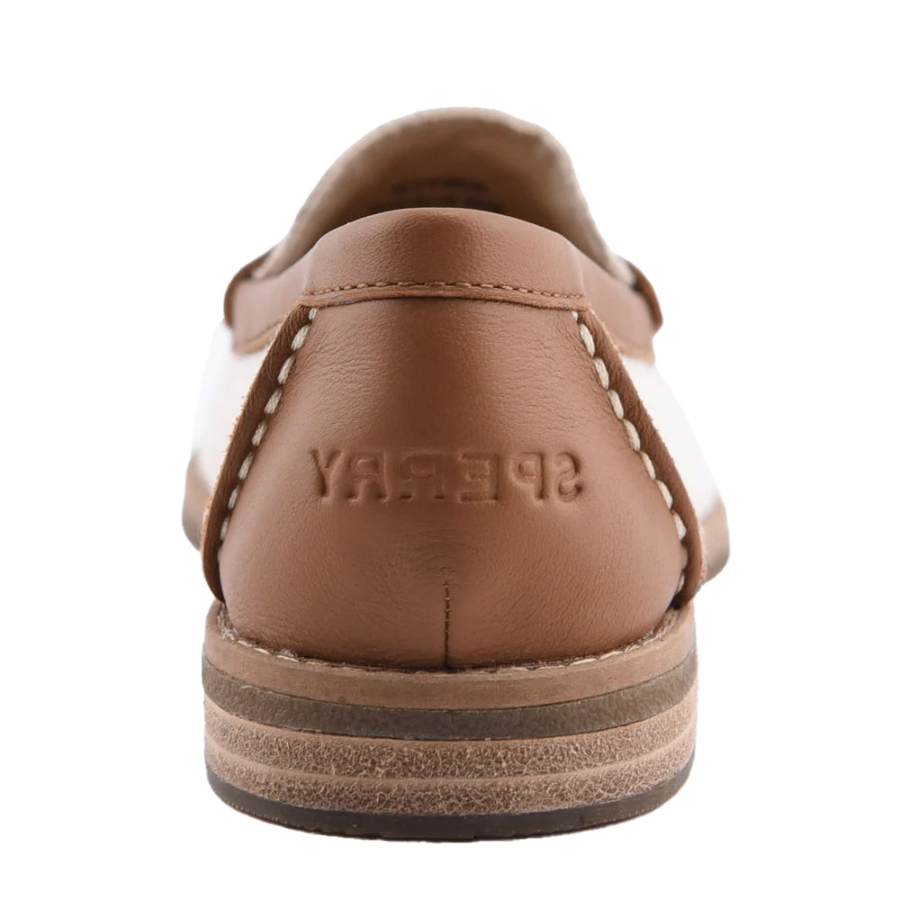 White-Tan - Back - Sperry Womens-Ladies Port Driving Leather Moccasins