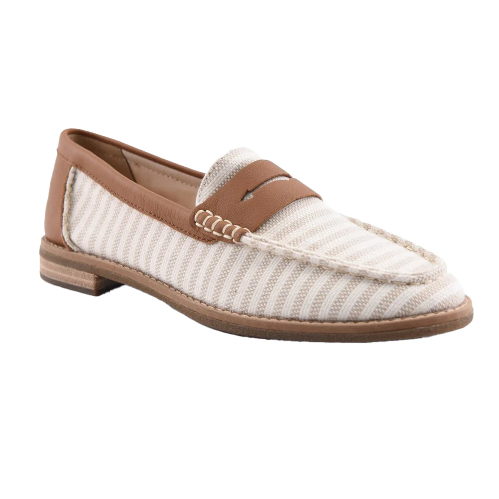 White-Tan - Pack Shot - Sperry Womens-Ladies Port Driving Leather Moccasins