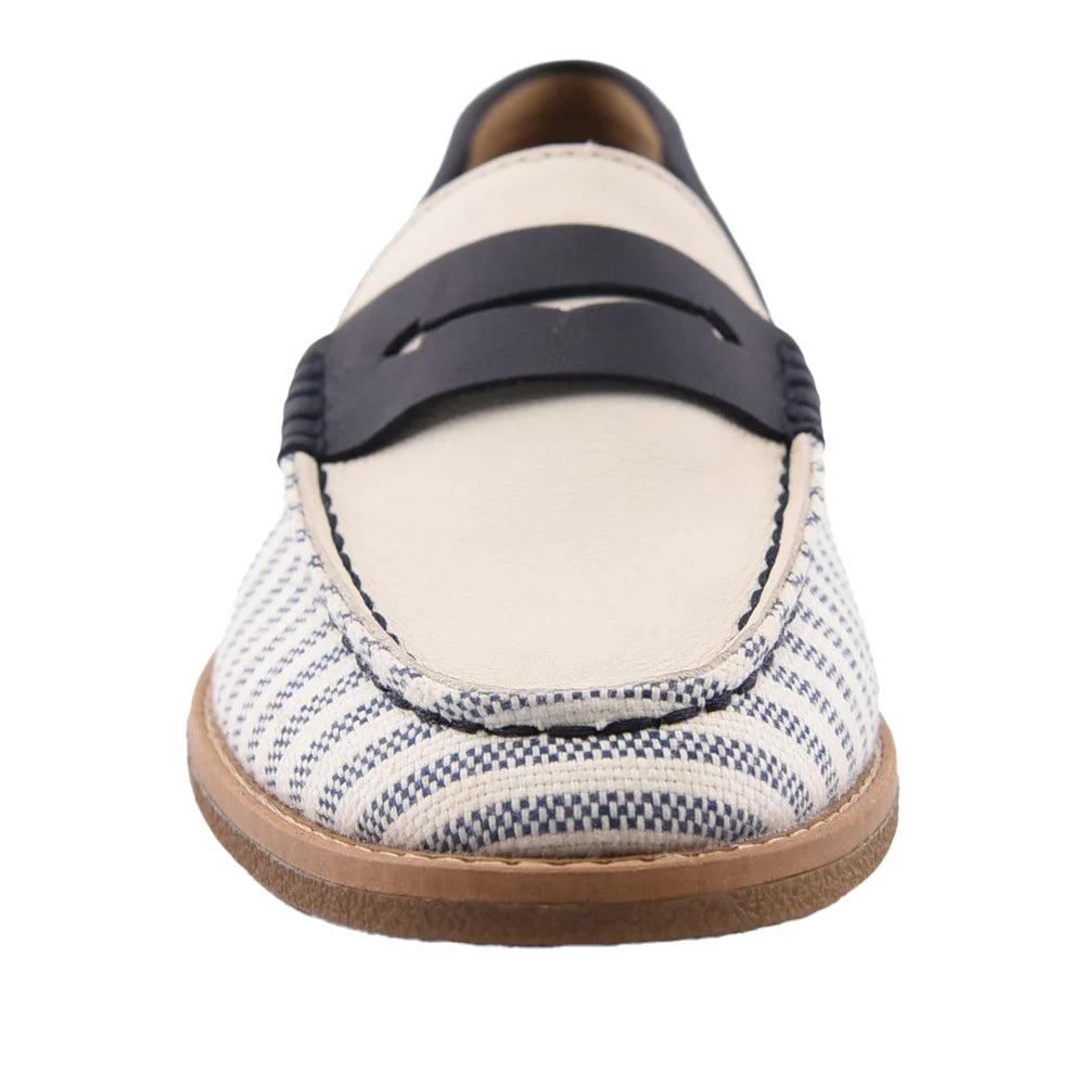 White-Navy - Front - Sperry Womens-Ladies Port Driving Leather Moccasins