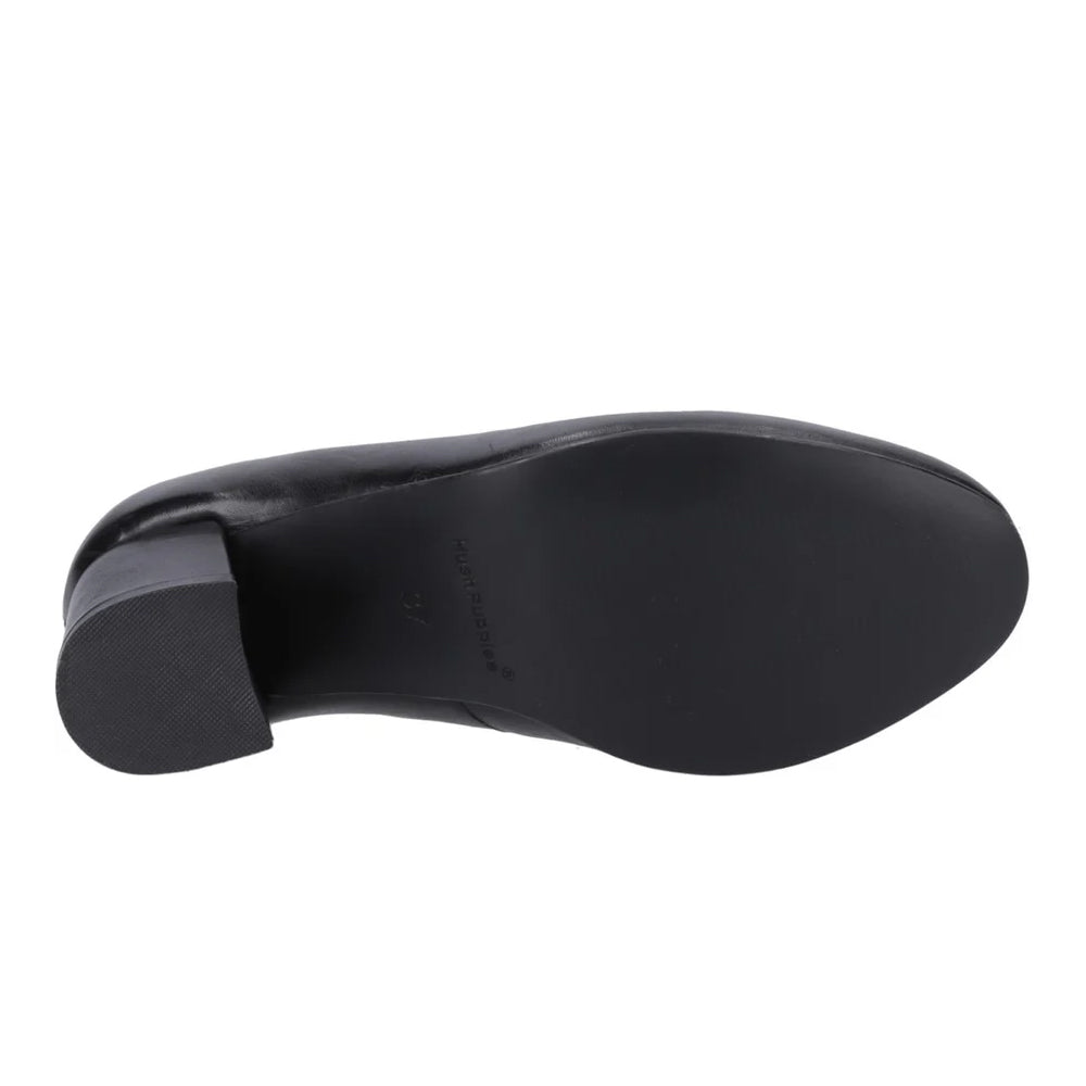 Black - Pack Shot - Hush Puppies Womens-Ladies Anna Leather Wide Court Shoes