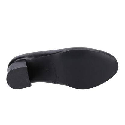 Black - Pack Shot - Hush Puppies Womens-Ladies Anna Leather Wide Court Shoes