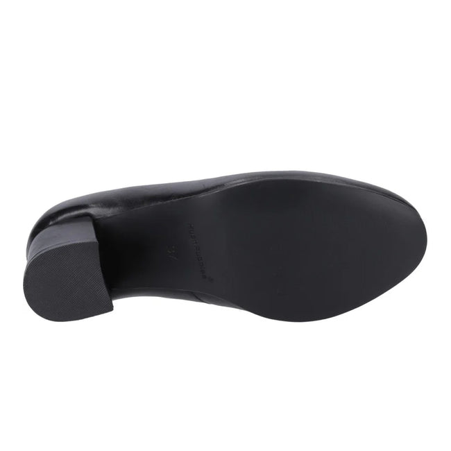 Black - Pack Shot - Hush Puppies Womens-Ladies Anna Leather Wide Court Shoes