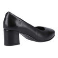 Black - Back - Hush Puppies Womens-Ladies Anna Leather Wide Court Shoes