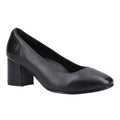 Black - Front - Hush Puppies Womens-Ladies Anna Leather Wide Court Shoes