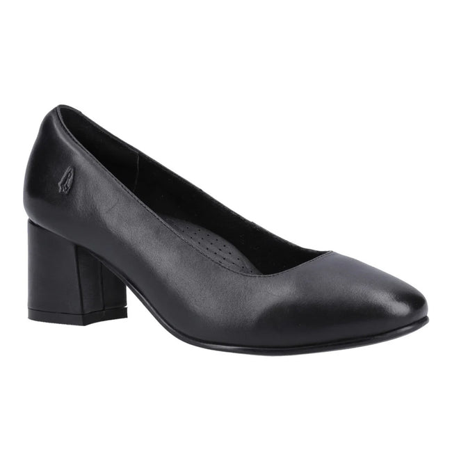 Black - Front - Hush Puppies Womens-Ladies Anna Leather Wide Court Shoes