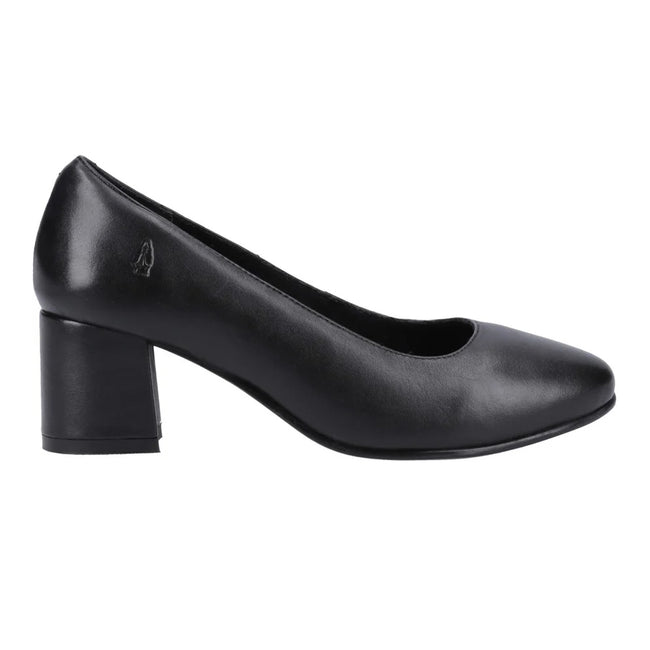 Black - Side - Hush Puppies Womens-Ladies Anna Leather Wide Court Shoes