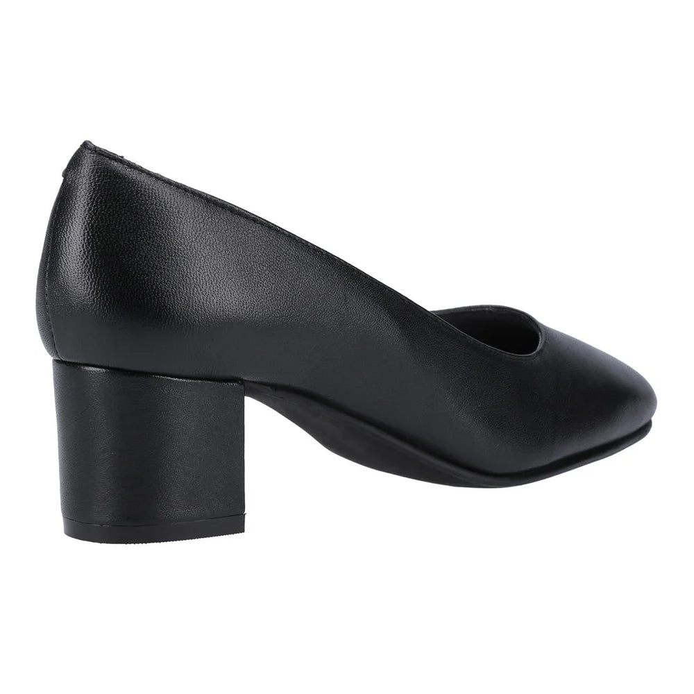 Black - Back - Hush Puppies Womens-Ladies Anna Leather Wide Court Shoes