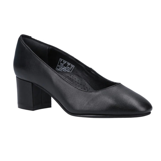 Black - Front - Hush Puppies Womens-Ladies Anna Leather Wide Court Shoes