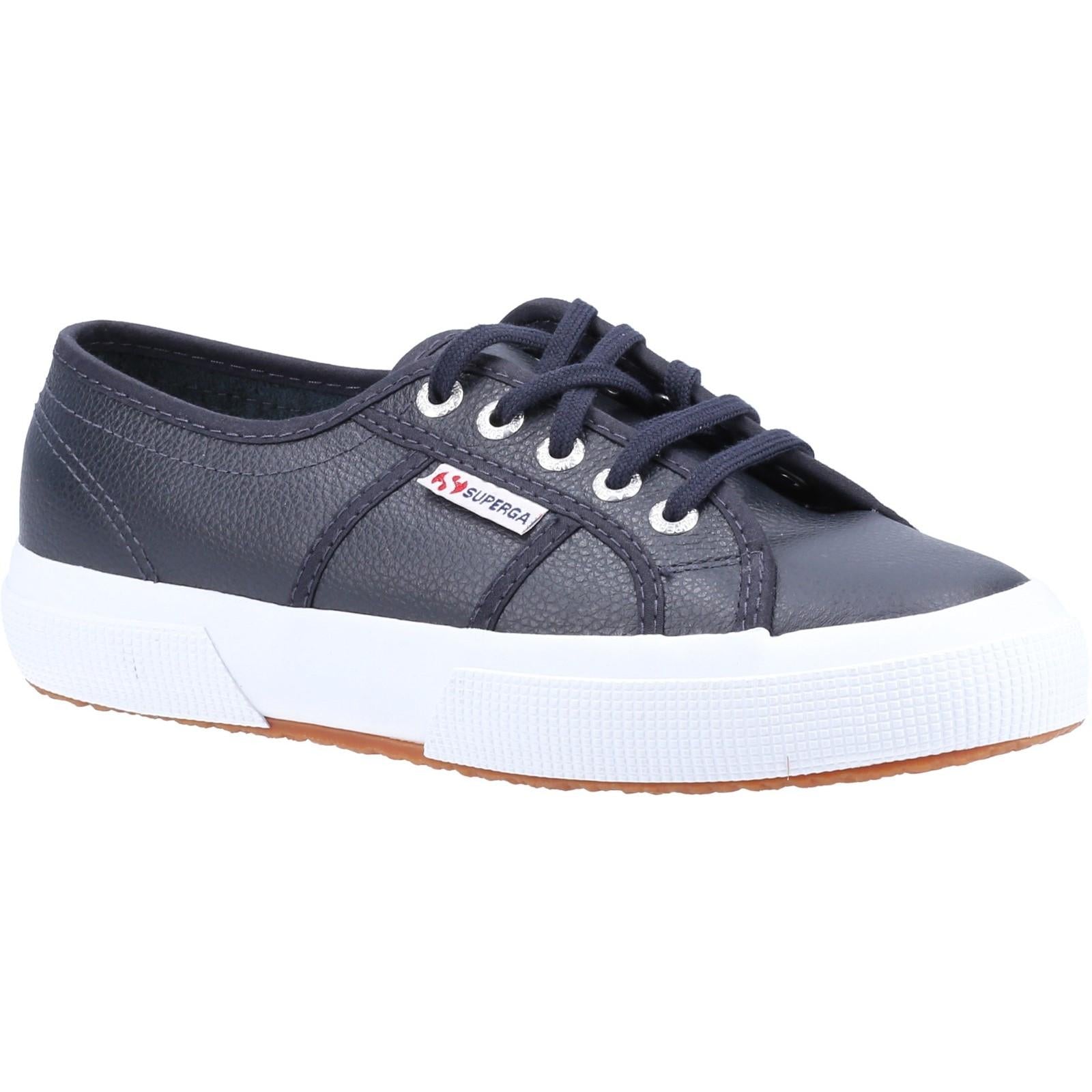 Blue Navy - Front - Superga Unisex Adult 2750 Tumbled Leather Trainers