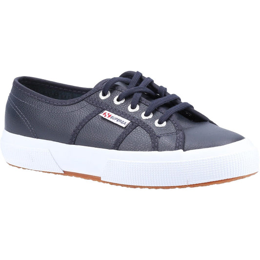 Blue Navy - Front - Superga Unisex Adult 2750 Tumbled Leather Trainers