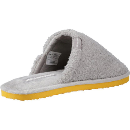 Frost Grey - Back - Jack And Jones Mens Harry Fluff Slippers
