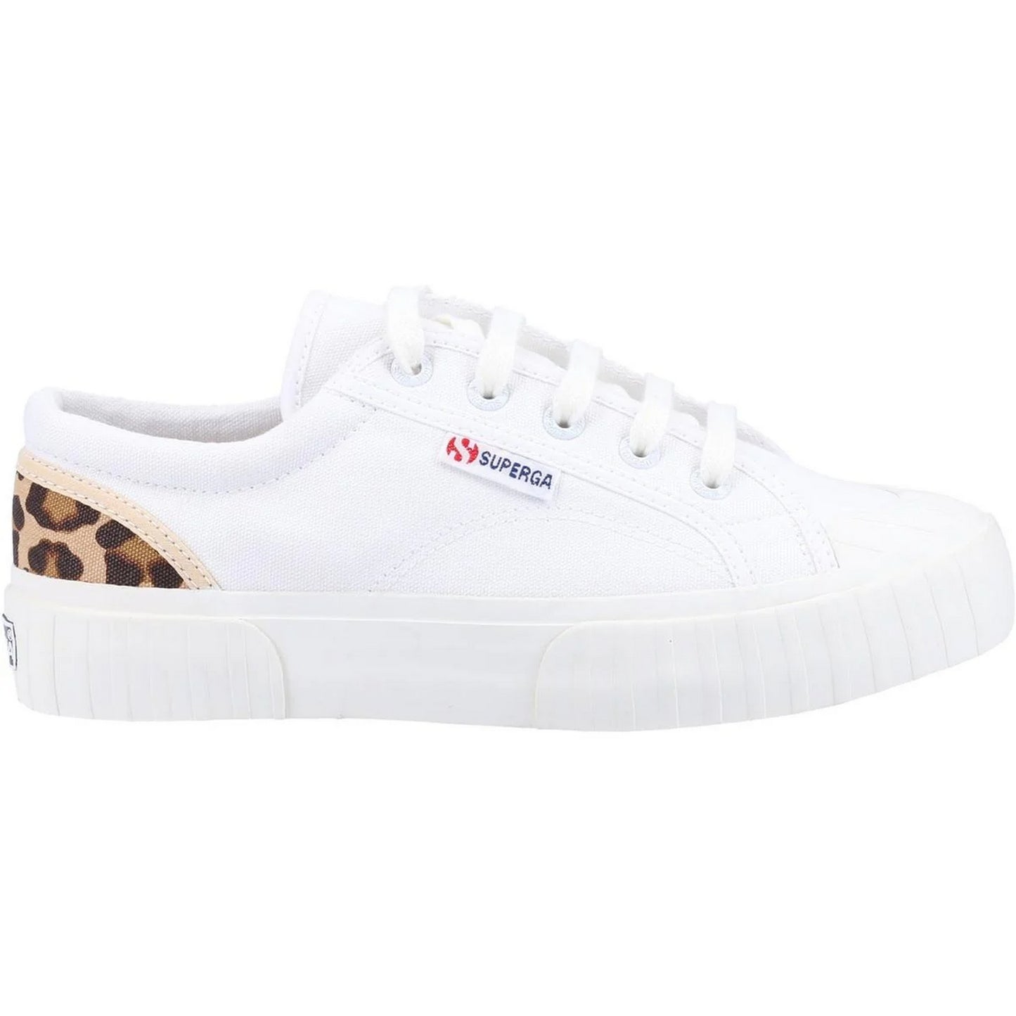 White - Side - Superga Womens-Ladies Stripe Trainers