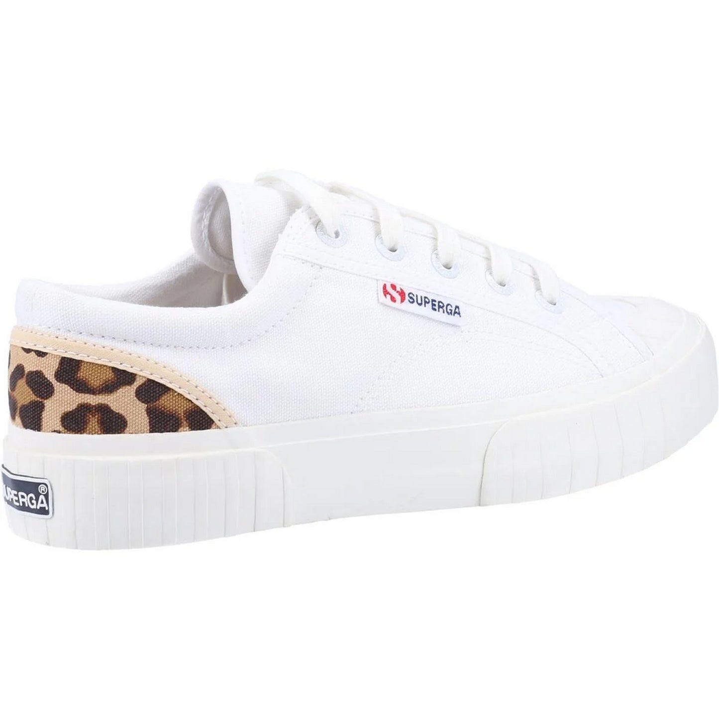 White - Back - Superga Womens-Ladies Stripe Trainers