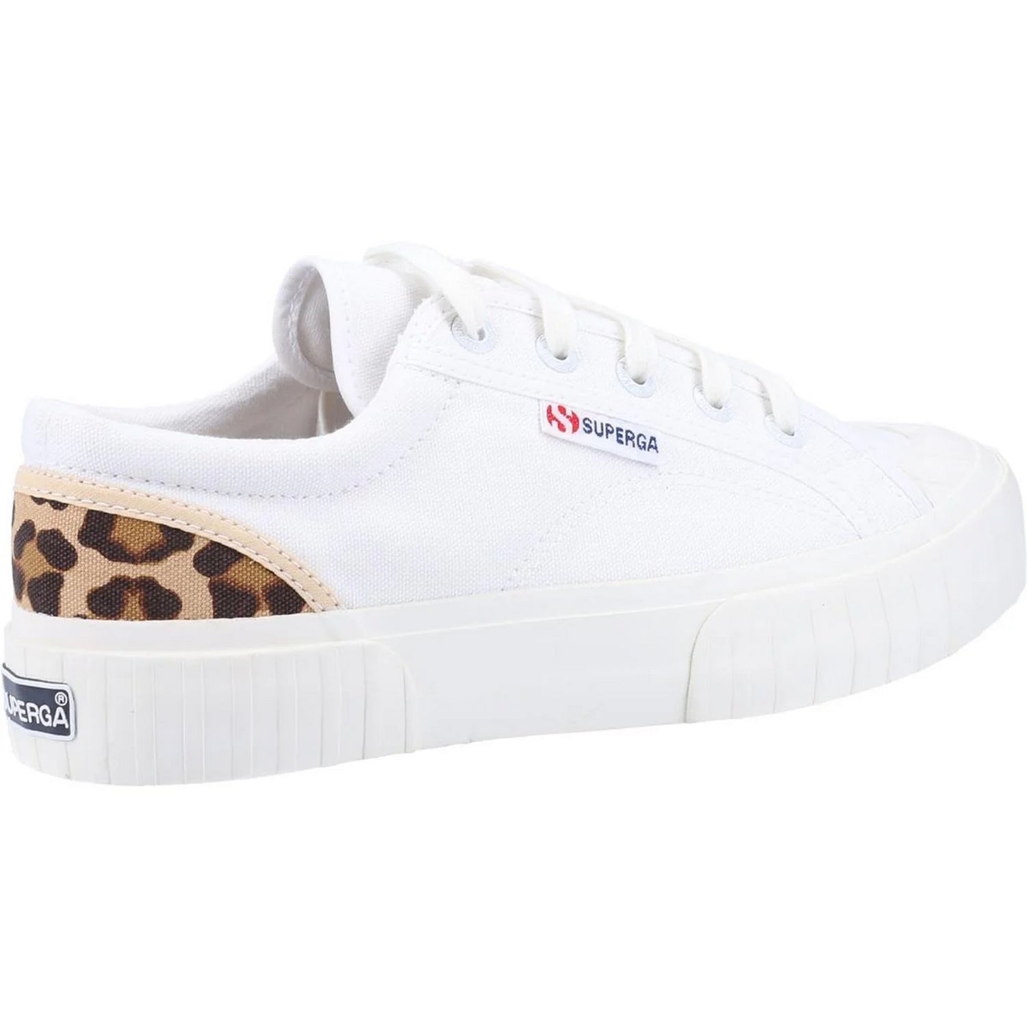 White - Back - Superga Womens-Ladies Stripe Trainers