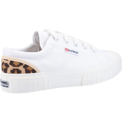 White - Back - Superga Womens-Ladies Stripe Trainers