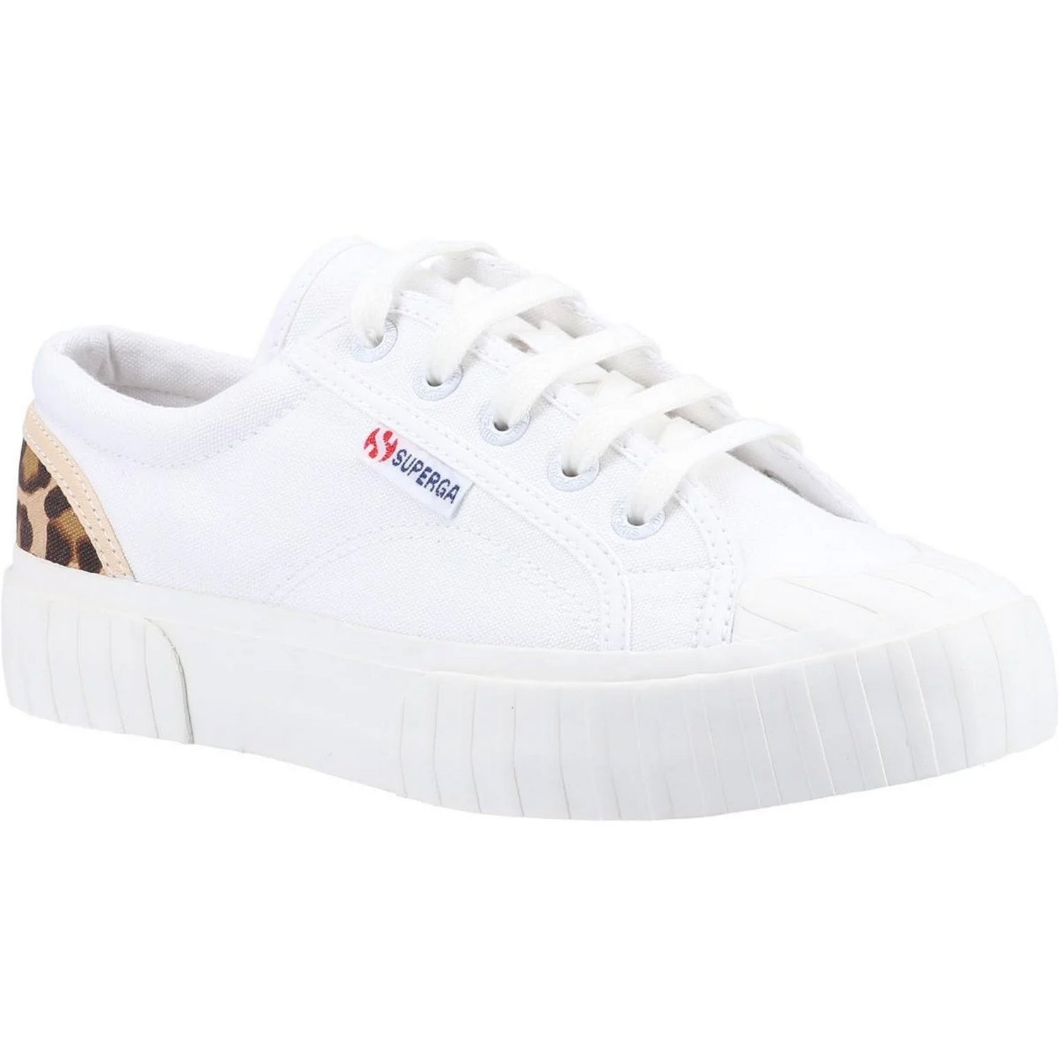 White - Front - Superga Womens-Ladies Stripe Trainers