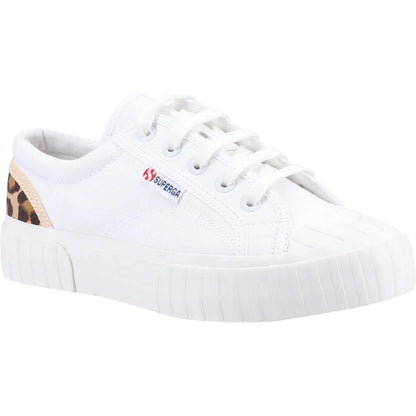 White - Front - Superga Womens-Ladies Stripe Trainers