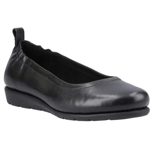 Black - Front - Hush Puppies Womens-Ladies Skylar Ballerina Leather Pumps
