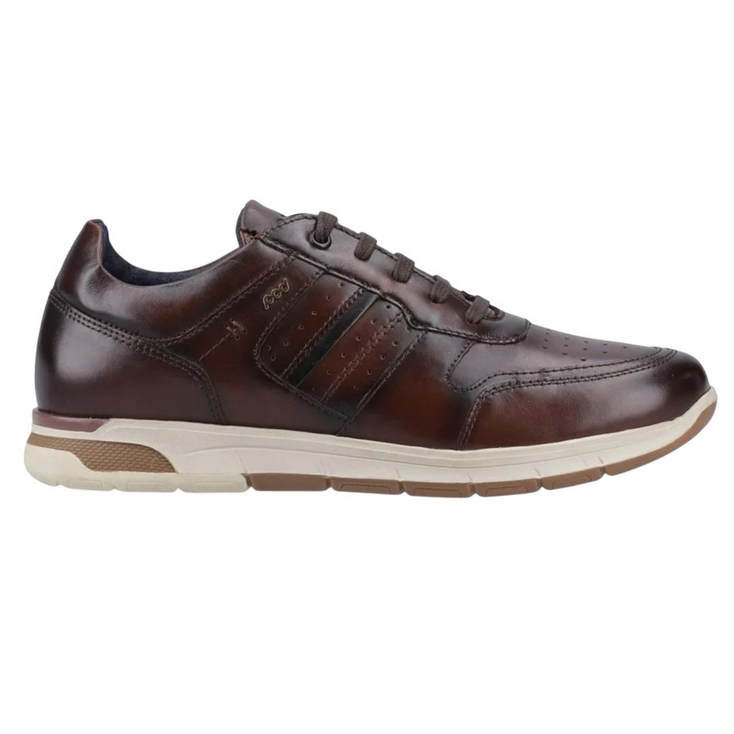 Tan-Brown - Side - POD Mens Arrow Leather Trainers
