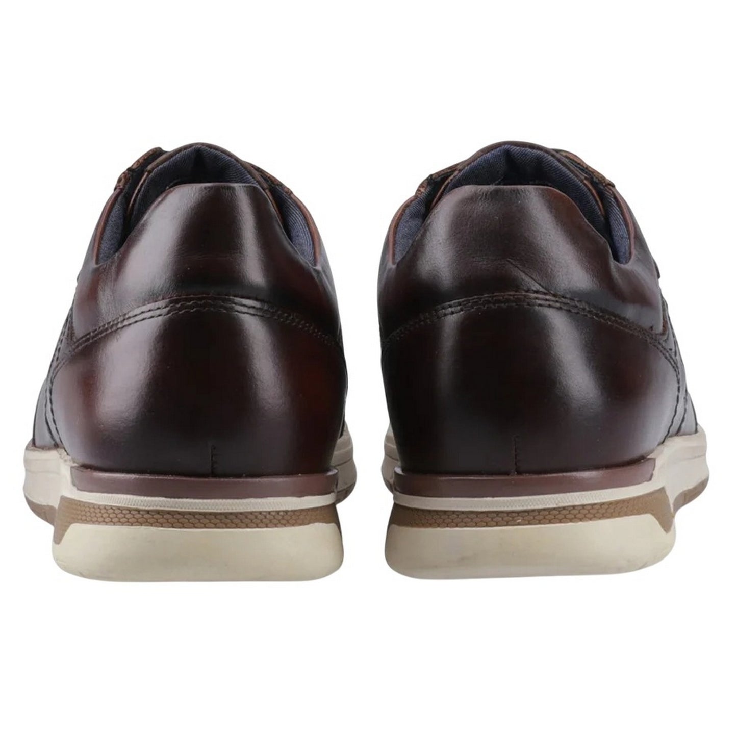 Tan-Brown - Back - POD Mens Arrow Leather Trainers