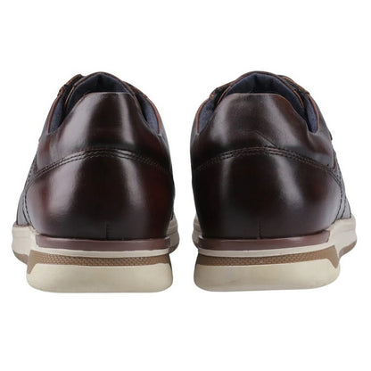Tan-Brown - Back - POD Mens Arrow Leather Trainers