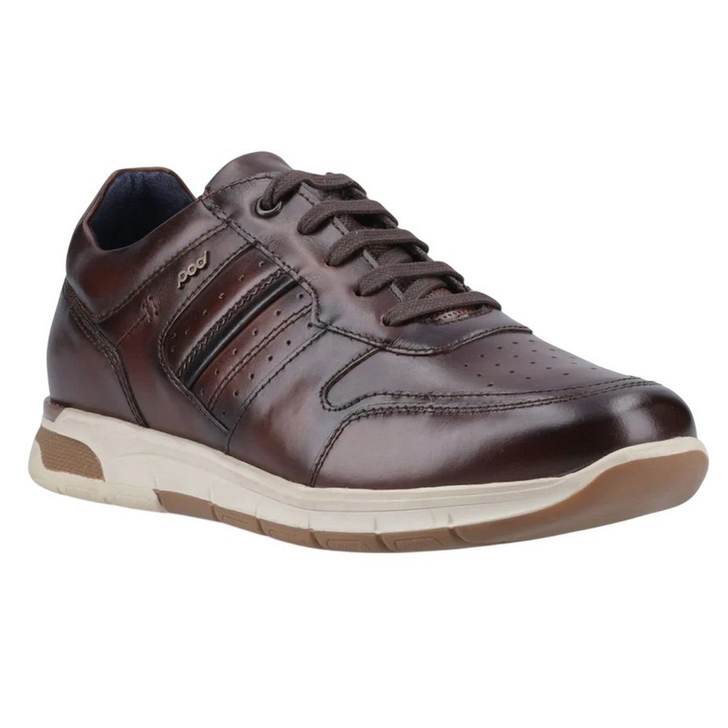 Tan-Brown - Front - POD Mens Arrow Leather Trainers